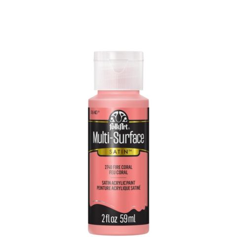 FolkArt ® Multi-Surface Satin Acrylic Paints - Fire Coral, 2 oz. - 2740