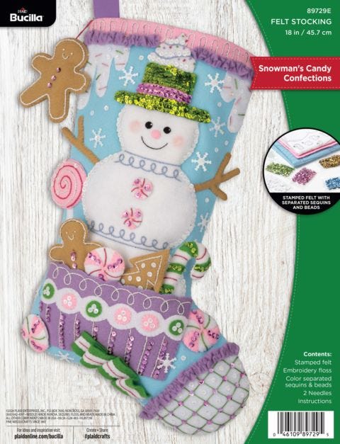 Bucilla® Snowman's Candy Confections - Seasonal Felt Stocking Kits - 89729E 