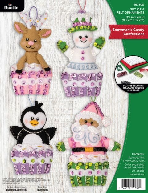 Bucilla® Snowman's Candy Confections - Seasonal Felt Ornament Kits - 89730E