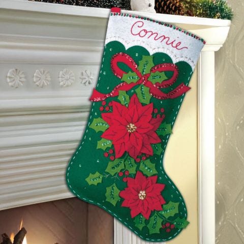 Elegant Poinsettia - Bucilla Digital Stocking Pattern