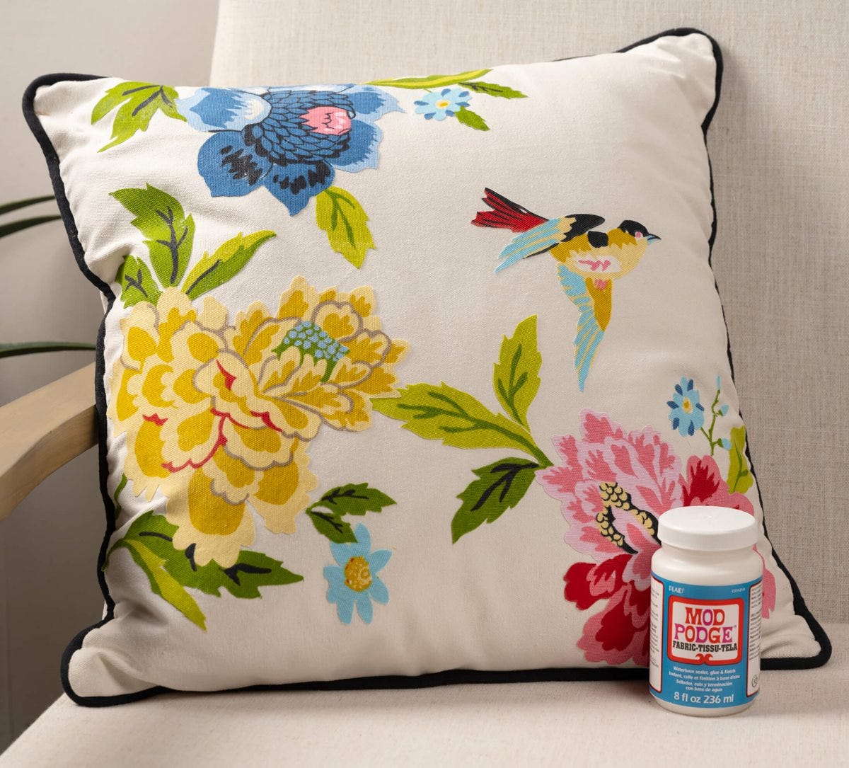 Decoupaged Florals on Pillow